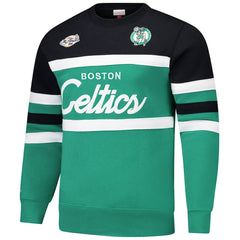 Boston Celtics Hardwood Classics Vintage Logo Head Coach Pullover Sweatshirt Kelly Green/Black | Mitchell & Ness for sale