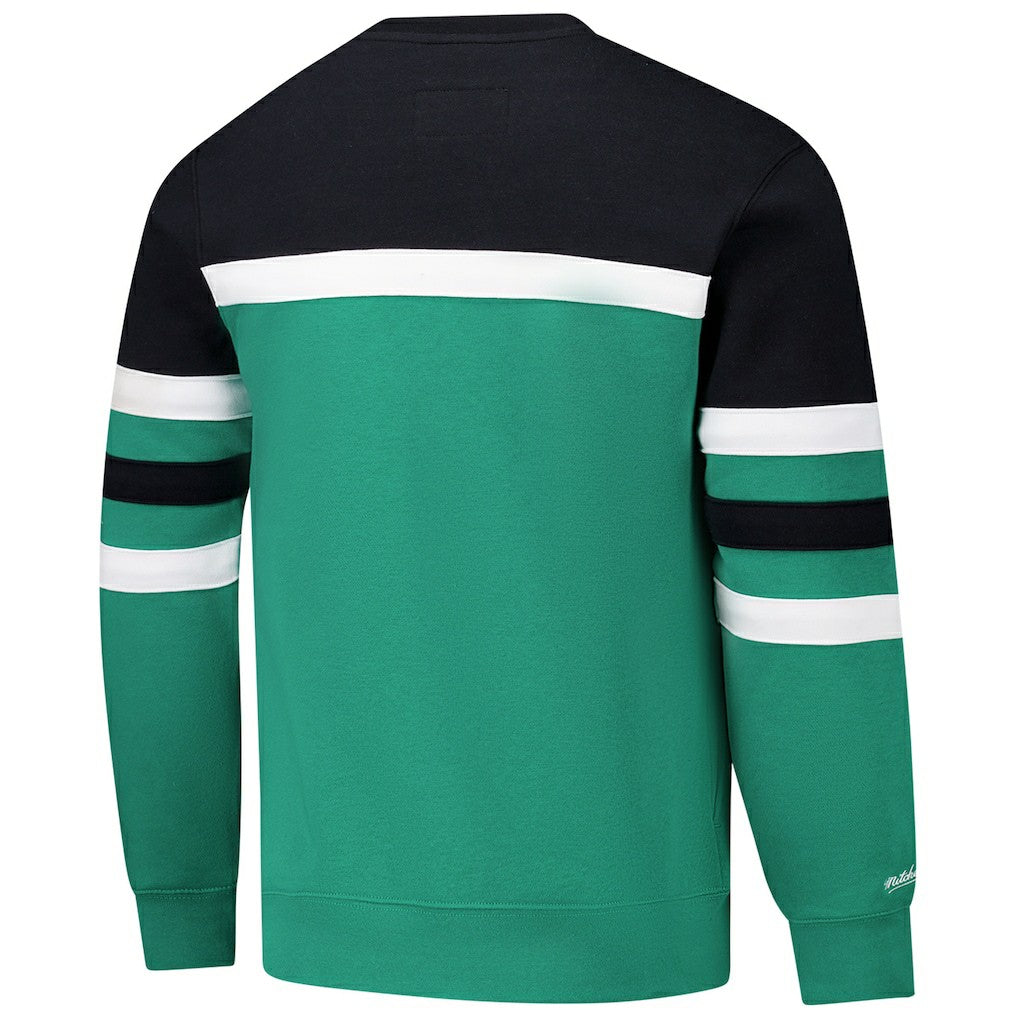 Boston Celtics Hardwood Classics Vintage Logo Head Coach Pullover Sweatshirt Kelly Green/Black | Mitchell & Ness for sale