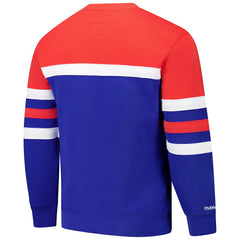 Denver Nuggets Hardwood Classics Vintage Logo Head Coach Pullover Sweatshirt for sale Royal/Red | Mitchell & Ness discount