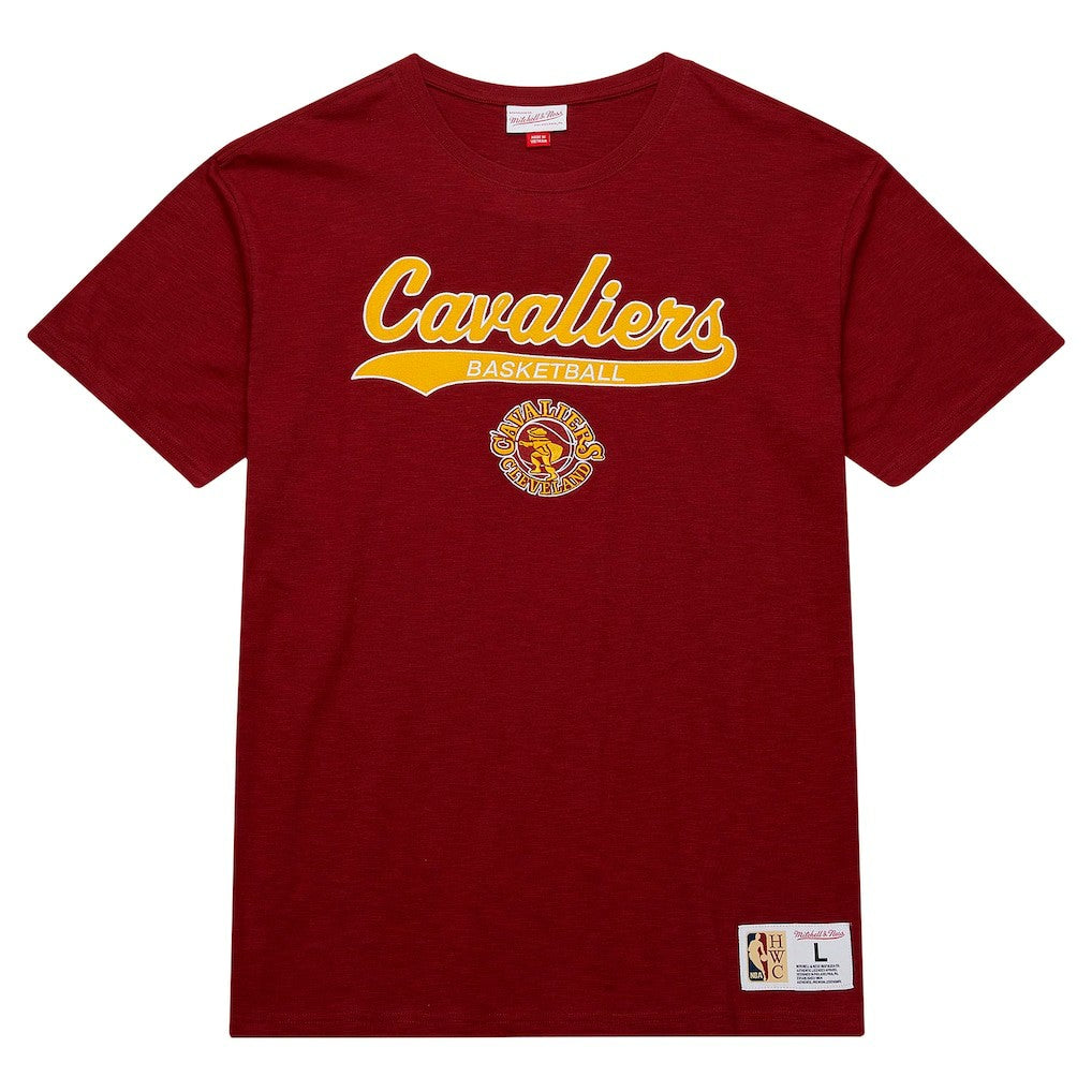 Cleveland Cavaliers Hardwood Classics Felt Applique Slub T-Shirt for sale Wine | Mitchell & Ness online