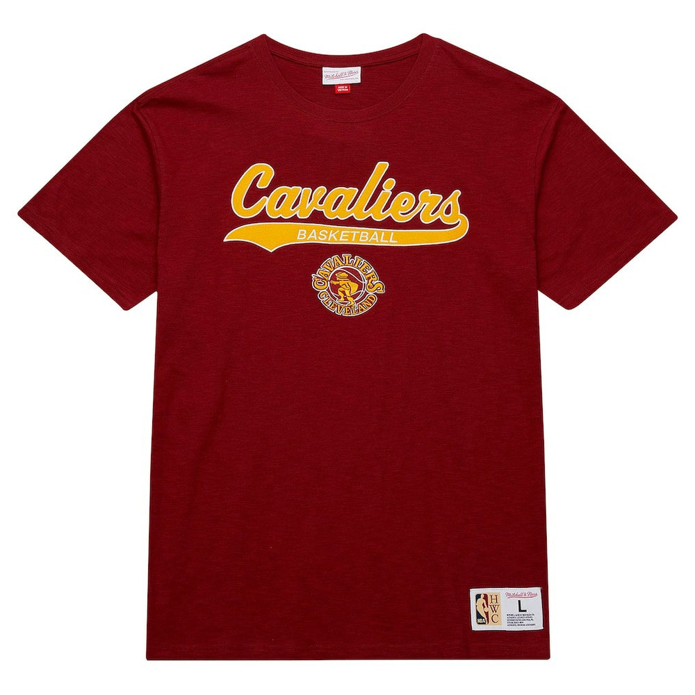 Cleveland Cavaliers Hardwood Classics Felt Applique Slub T-Shirt for sale Wine | Mitchell & Ness online