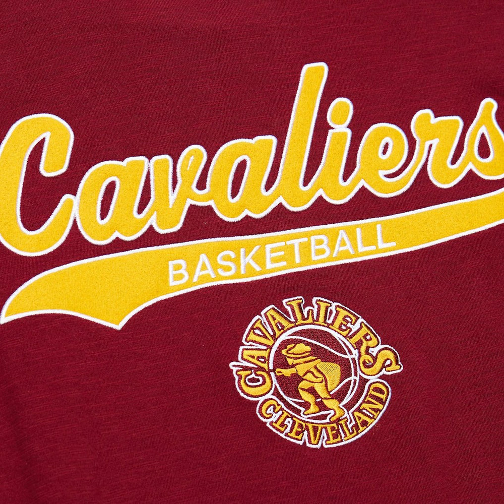 Cleveland Cavaliers Hardwood Classics Felt Applique Slub T-Shirt for sale Wine | Mitchell & Ness online