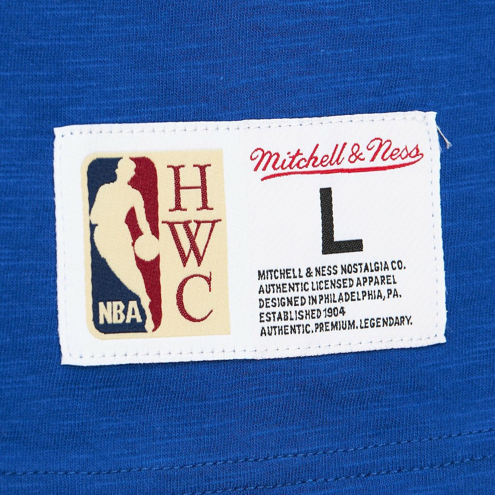 Golden State Warriors Hardwood Classics Felt Applique Slub T-Shirt for sale Royal | Mitchell & Ness outlet