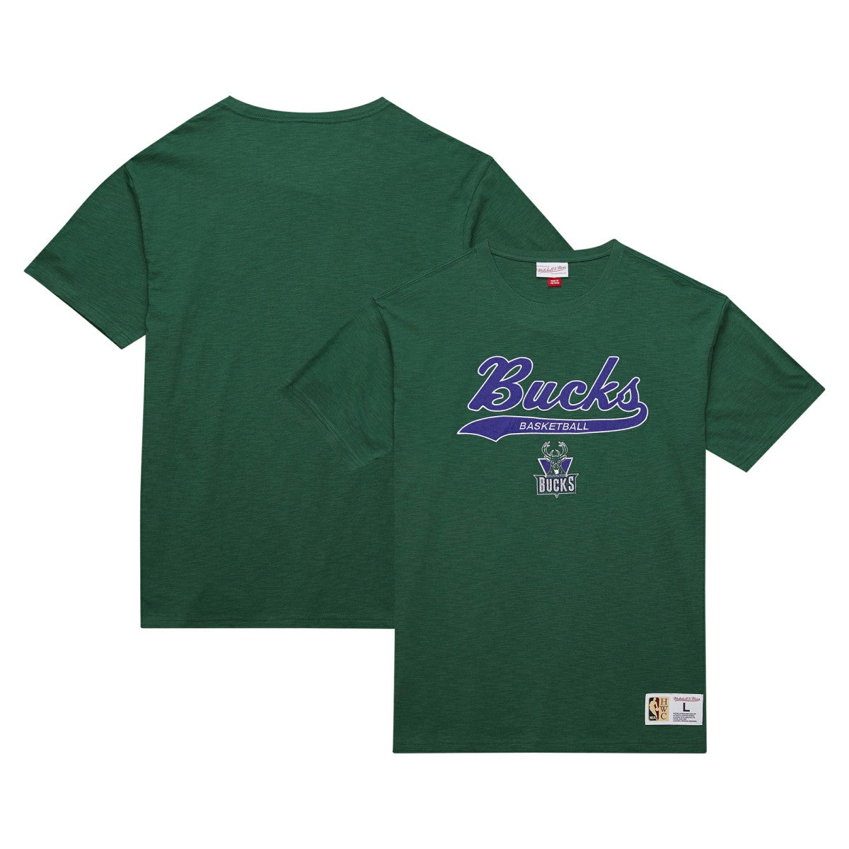 Milwaukee Bucks Hardwood Classics Felt Applique Slub T-Shirt Green | Mitchell & Ness outlet