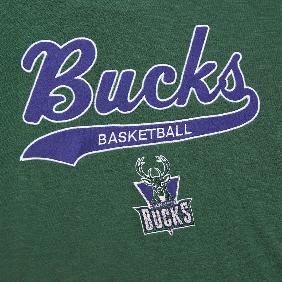 Milwaukee Bucks Hardwood Classics Felt Applique Slub T-Shirt Green | Mitchell & Ness outlet