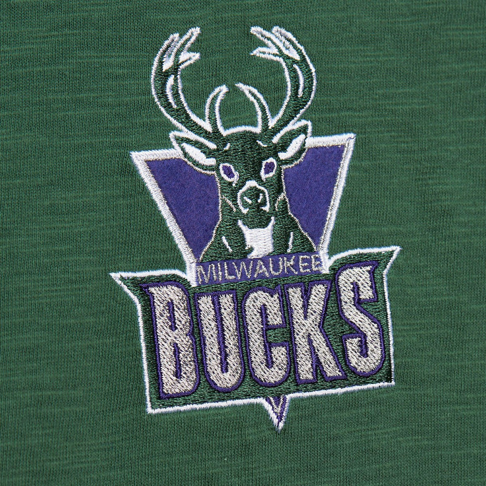 Milwaukee Bucks Hardwood Classics Felt Applique Slub T-Shirt Green | Mitchell & Ness outlet