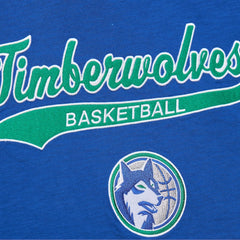 Minnesota Timberwolves Hardwood Classics Felt Applique Slub T-Shirt Blue | Mitchell & Ness