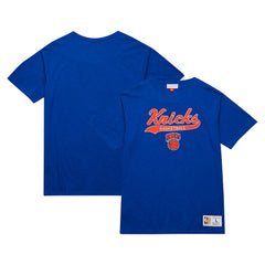 New York Knicks Hardwood Classics Felt Applique Slub T-Shirt Blue | Mitchell & Ness