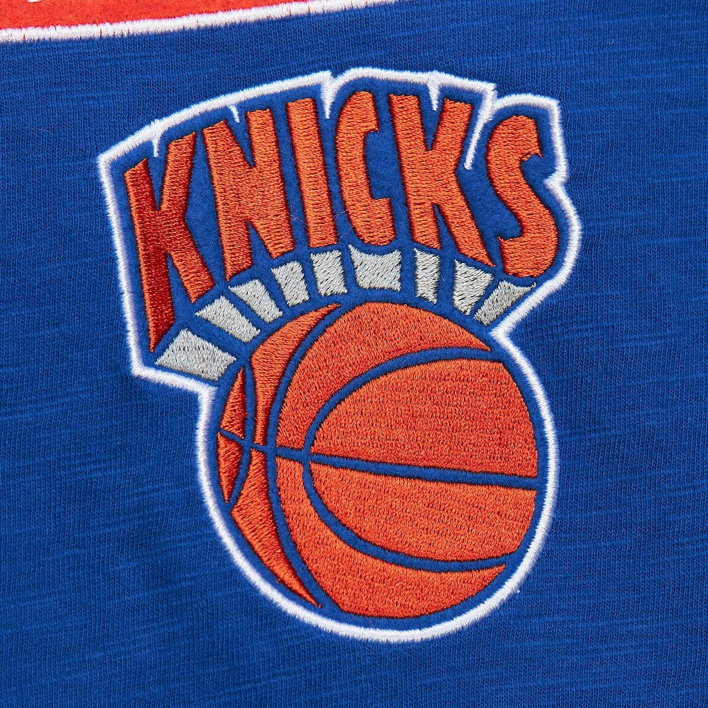 New York Knicks Hardwood Classics Felt Applique Slub T-Shirt Blue | Mitchell & Ness