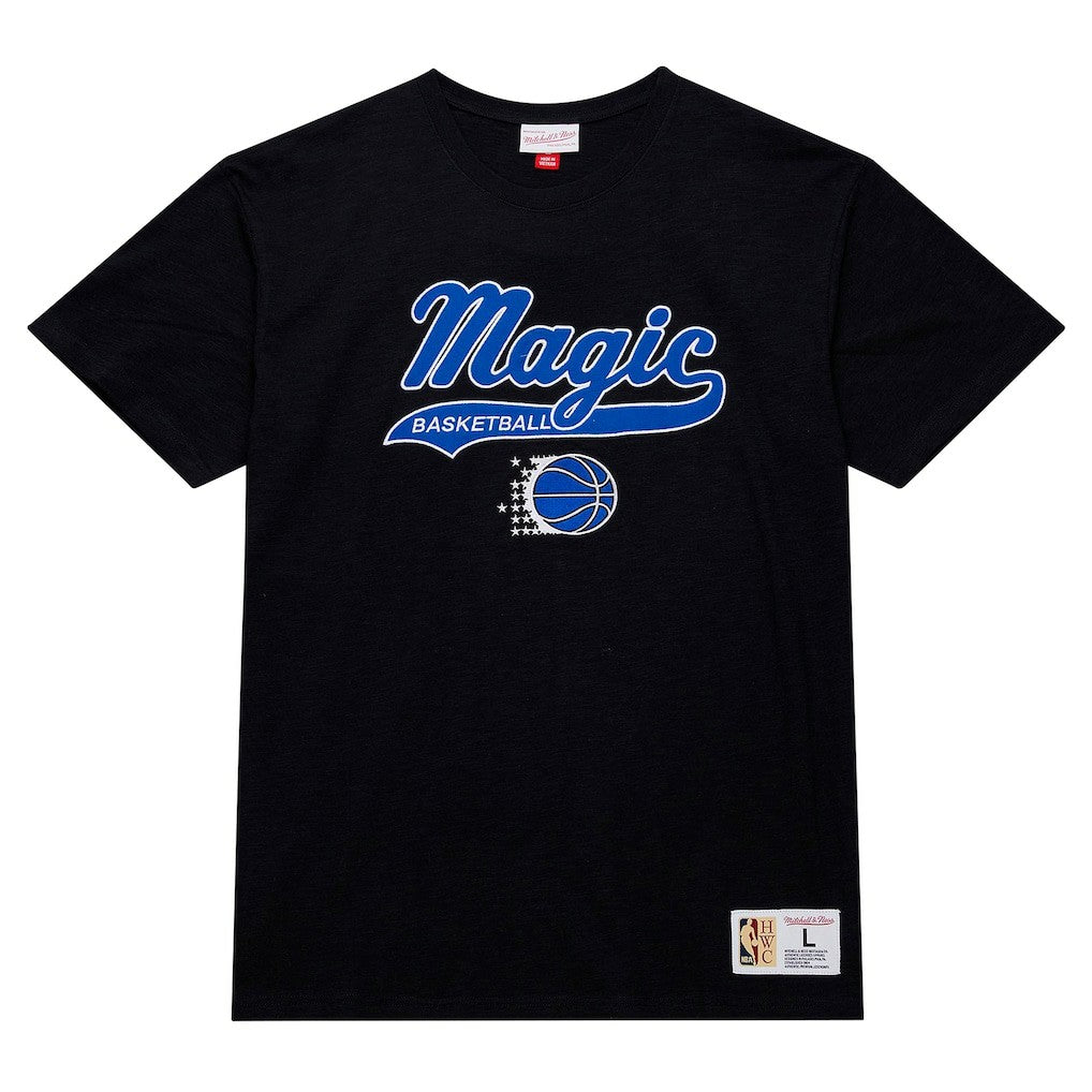 Orlando Magic Hardwood Classics Felt Applique Slub T-Shirt Black | Mitchell & Ness online
