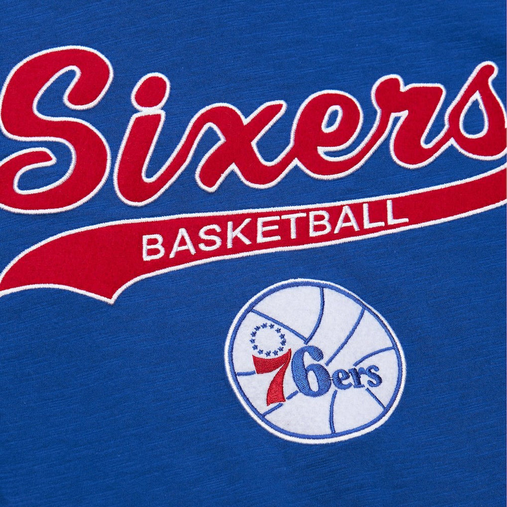 Philadelphia 76ers Hardwood Classics Felt Applique Slub T-Shirt Royal | Mitchell & Ness