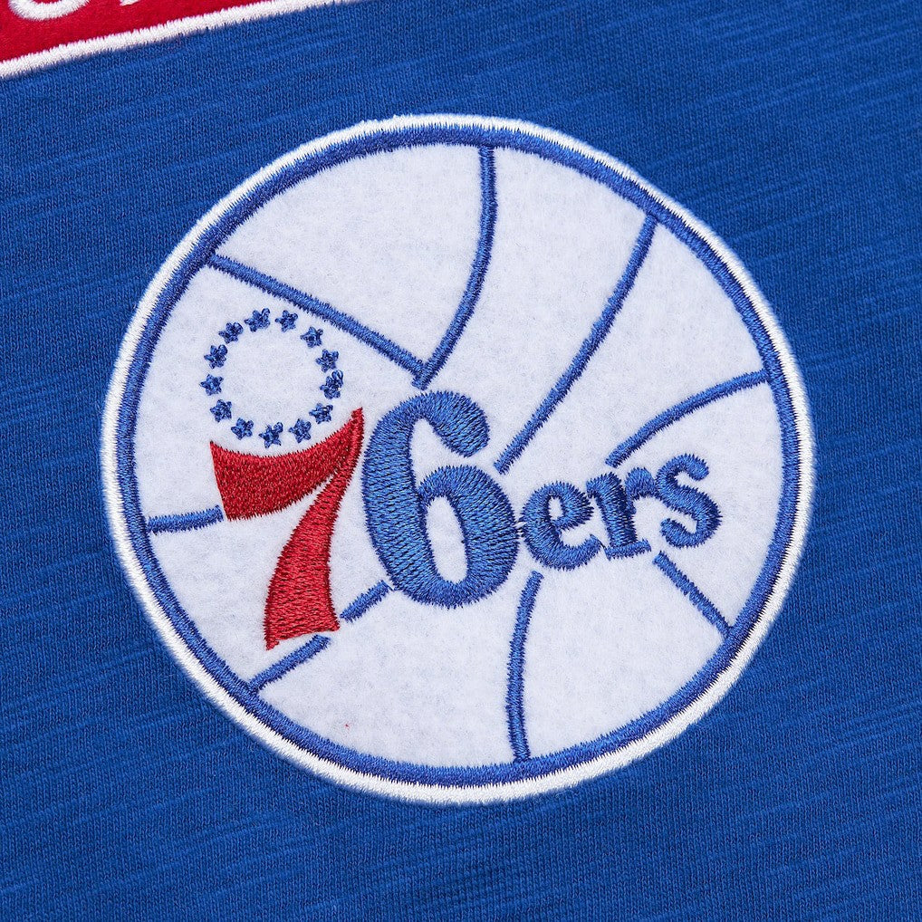 Philadelphia 76ers Hardwood Classics Felt Applique Slub T-Shirt Royal | Mitchell & Ness