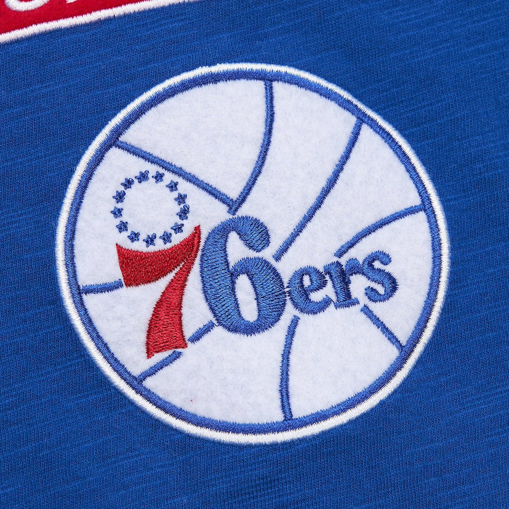 Philadelphia 76ers Hardwood Classics Felt Applique Slub T-Shirt Royal | Mitchell & Ness