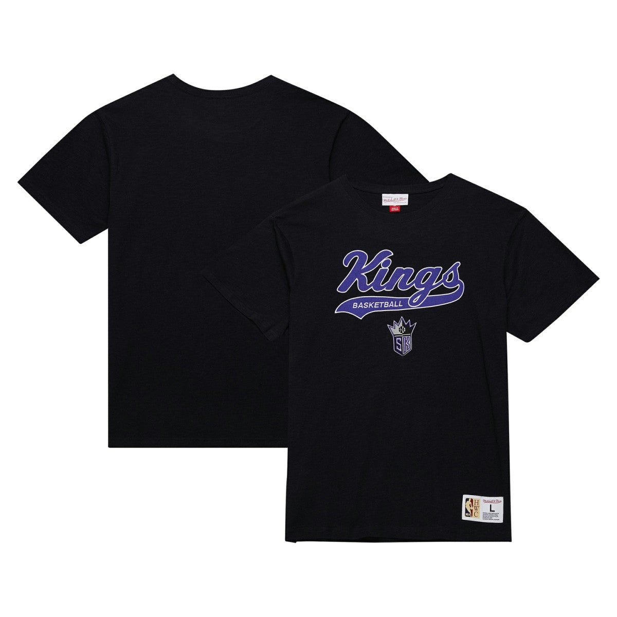 Sacramento Kings Hardwood Classics Felt Applique Slub T-Shirt Black | Mitchell & Ness Near Me