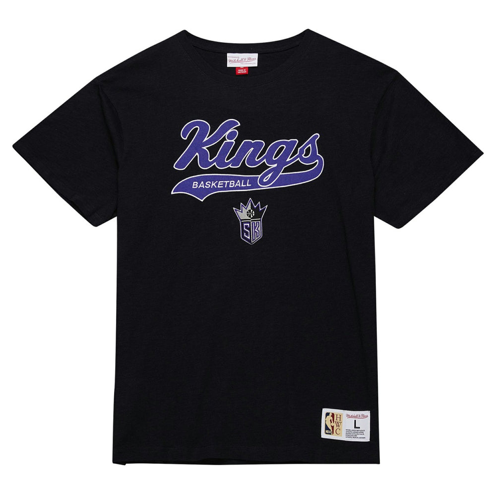 Sacramento Kings Hardwood Classics Felt Applique Slub T-Shirt Black | Mitchell & Ness Near Me