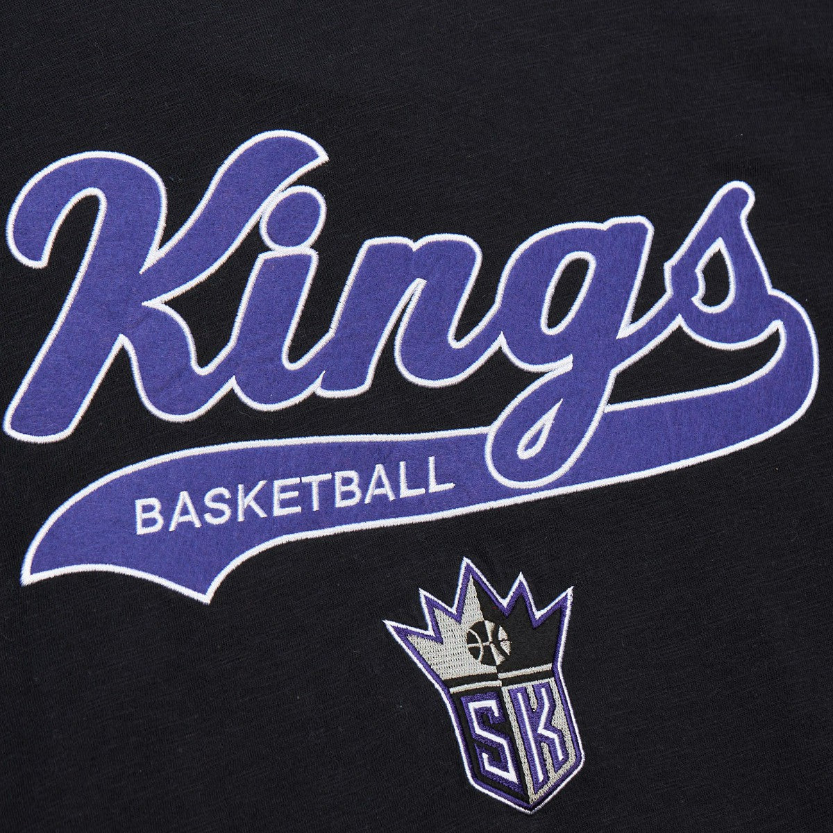 Sacramento Kings Hardwood Classics Felt Applique Slub T-Shirt Black | Mitchell & Ness Near Me