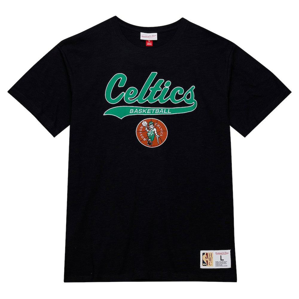 Boston Celtics Hardwood Classics Felt Applique Slub T-Shirt Black | Mitchell & Ness Lifestyle
