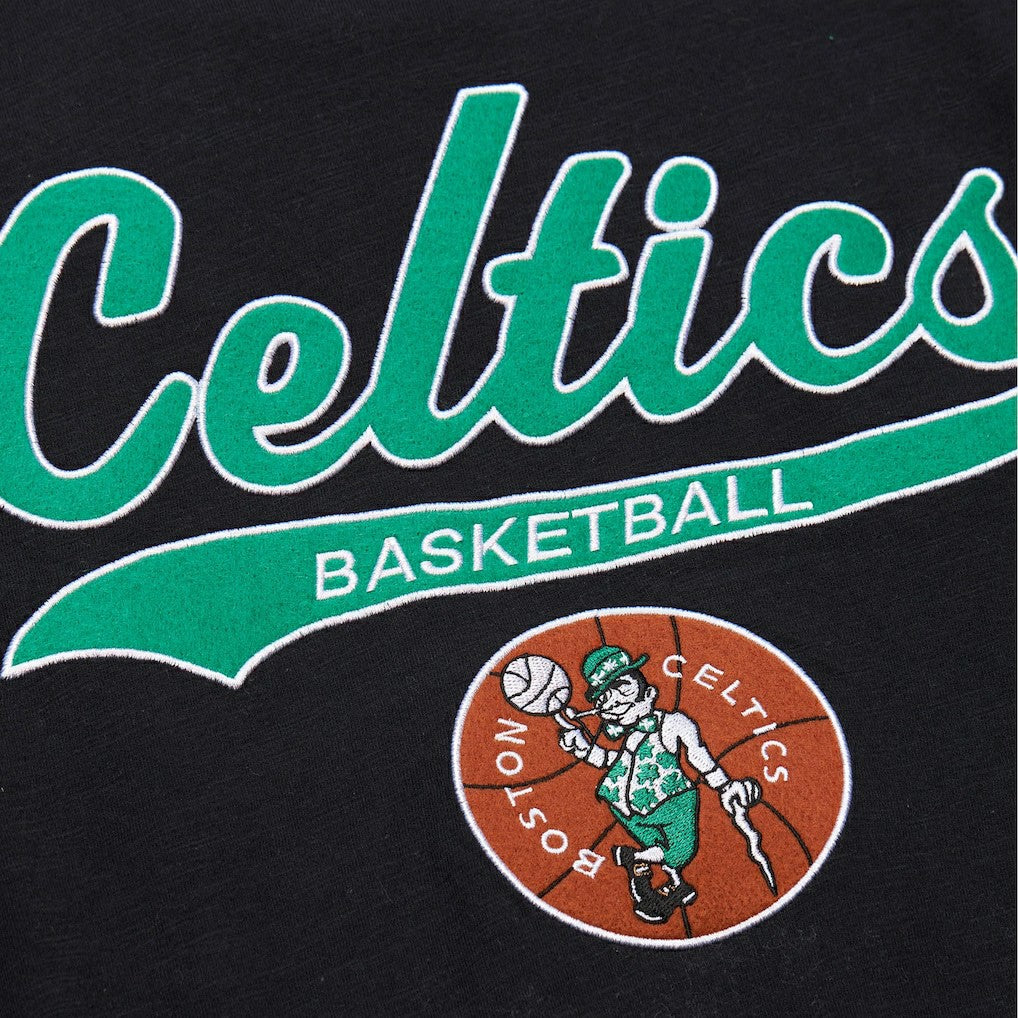 Boston Celtics Hardwood Classics Felt Applique Slub T-Shirt Black | Mitchell & Ness Lifestyle