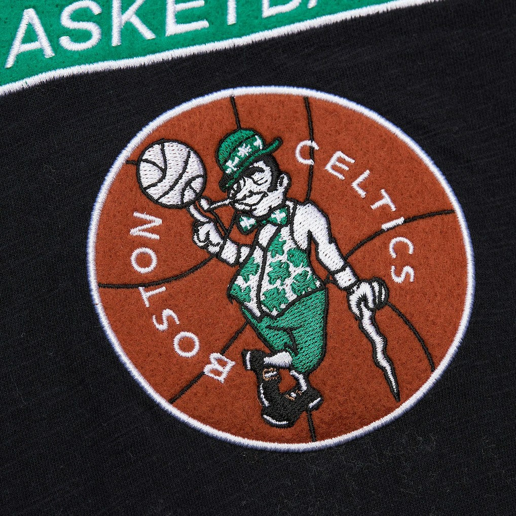 Boston Celtics Hardwood Classics Felt Applique Slub T-Shirt Black | Mitchell & Ness Lifestyle