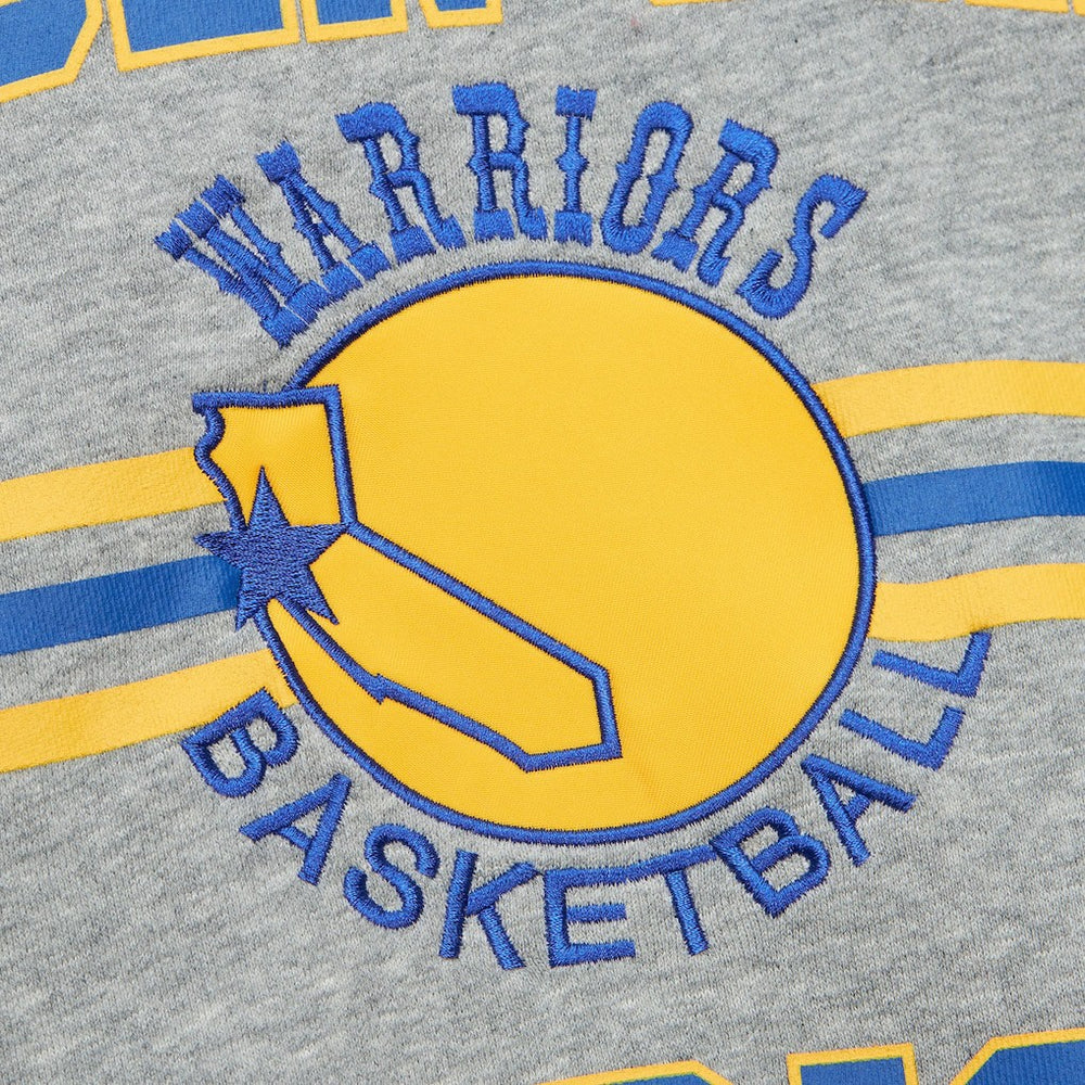 Golden State Warriors Hardwood Classics All Over 4.0 Pullover Sweatshirt for sale Heather Gray | Mitchell & Ness for sale
