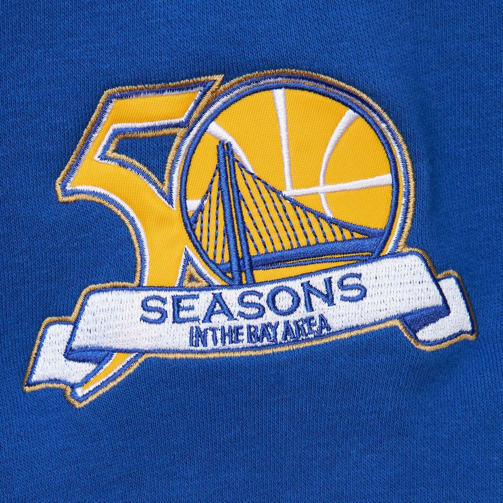 Golden State Warriors Hardwood Classics All Over 4.0 Pullover Sweatshirt for sale Heather Gray | Mitchell & Ness for sale