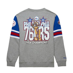 Philadelphia 76ers Hardwood Classics All Over 4.0 Pullover Sweatshirt Heather Gray | Mitchell & Ness for sale
