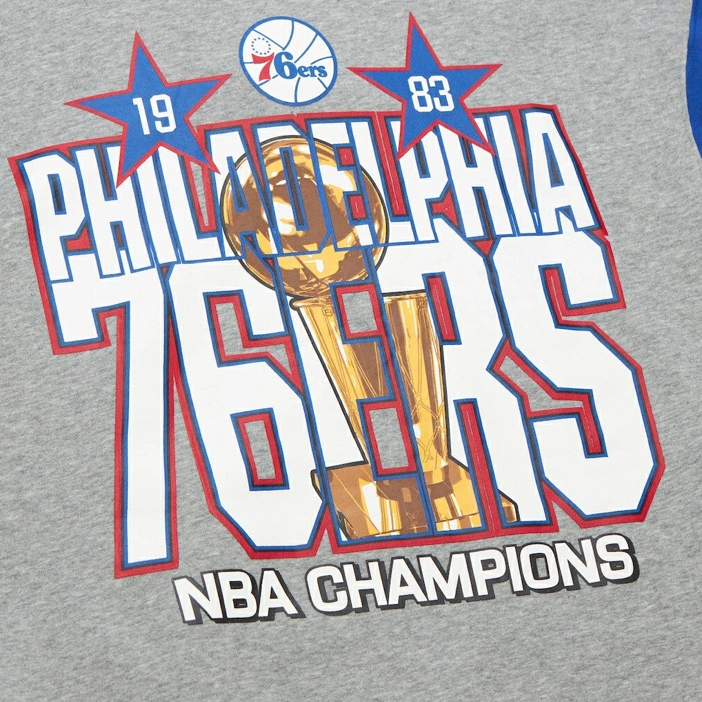 Philadelphia 76ers Hardwood Classics All Over 4.0 Pullover Sweatshirt Heather Gray | Mitchell & Ness for sale