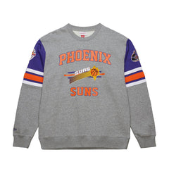 Phoenix Suns Hardwood Classics All Over 4.0 Pullover Sweatshirt Heather Gray | Mitchell & Ness Lifestyle