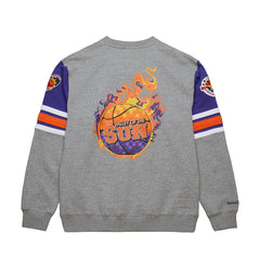 Phoenix Suns Hardwood Classics All Over 4.0 Pullover Sweatshirt Heather Gray | Mitchell & Ness Lifestyle