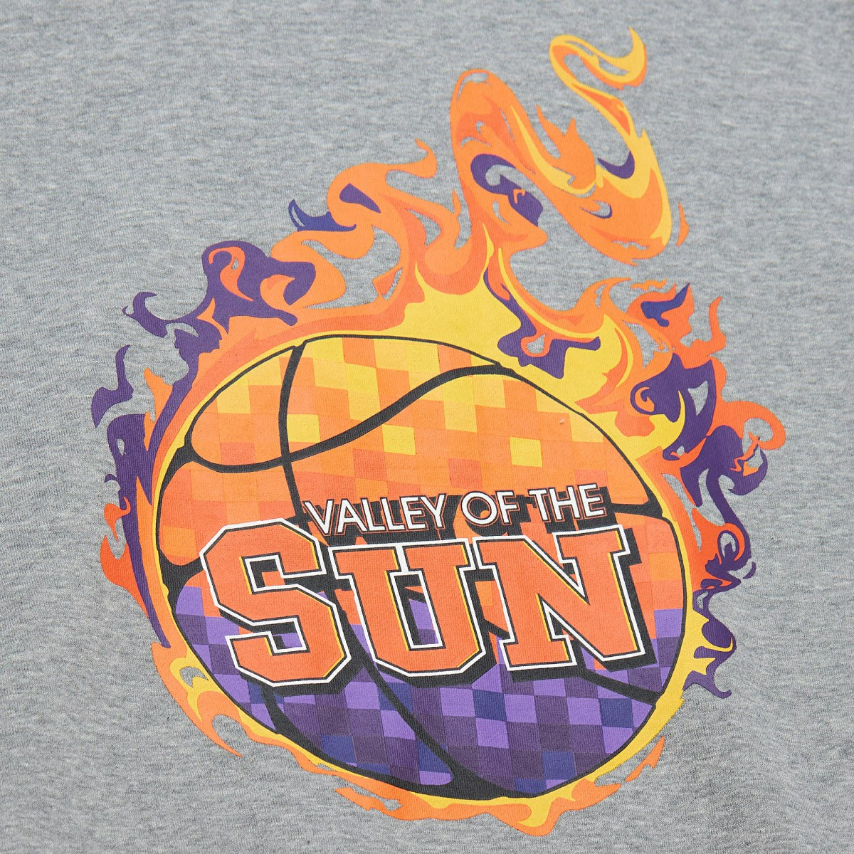 Phoenix Suns Hardwood Classics All Over 4.0 Pullover Sweatshirt Heather Gray | Mitchell & Ness Lifestyle