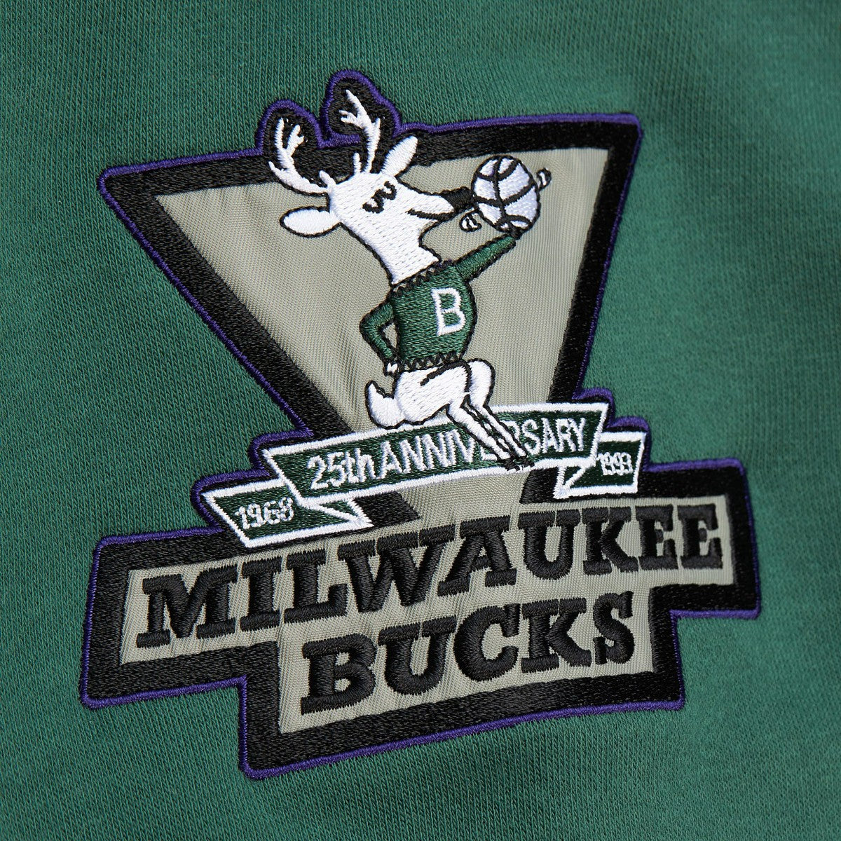 Milwaukee Bucks Hardwood Classics All Over 4.0 Pullover Sweatshirt Heather Gray | Mitchell & Ness