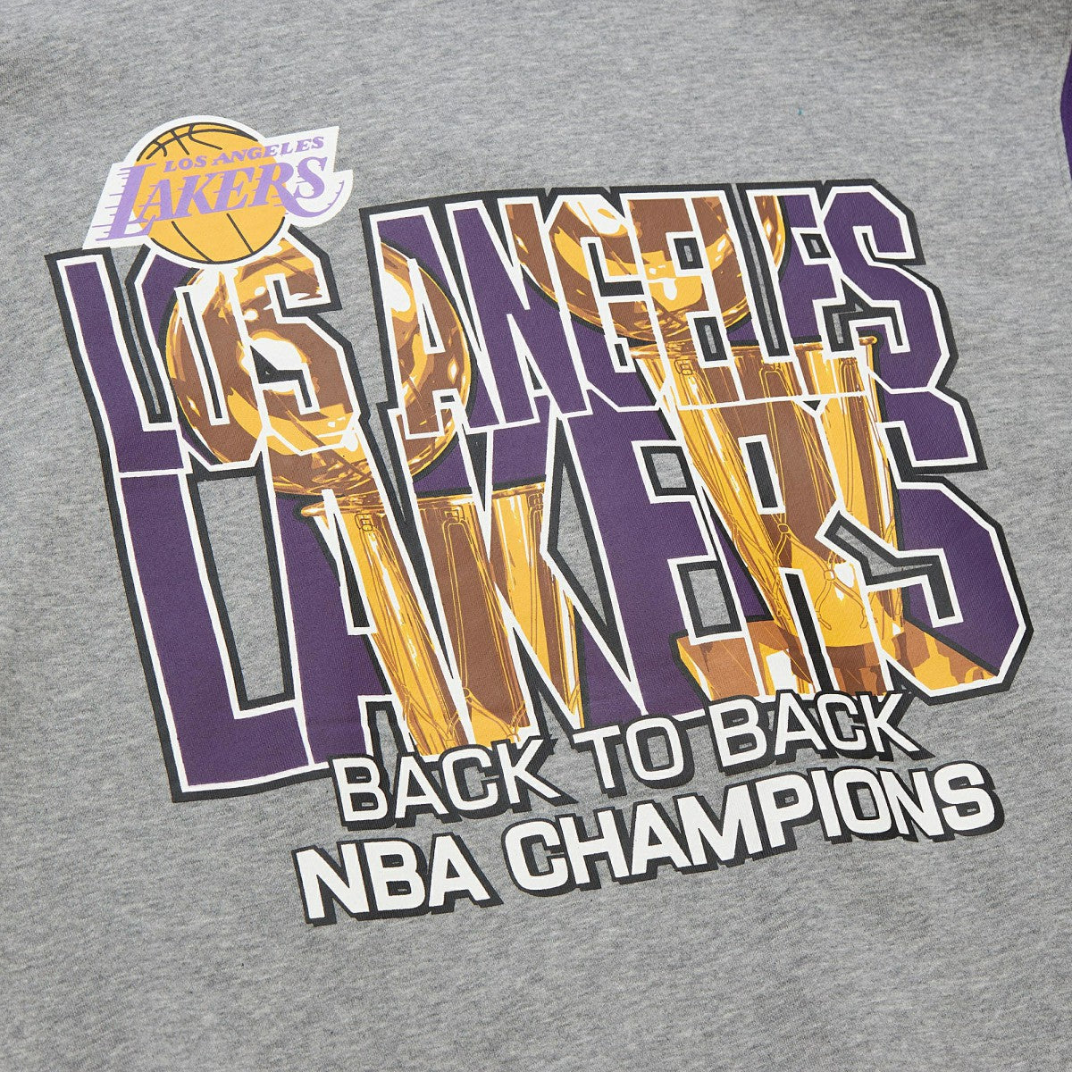 Los Angeles Lakers Hardwood Classics All Over 4.0 Pullover Sweatshirt Heather Gray | Mitchell & Ness US