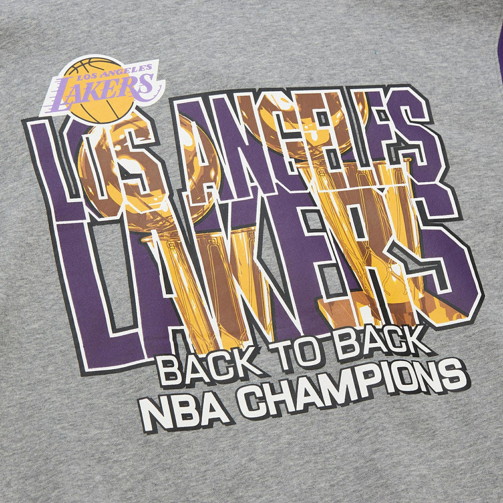 Los Angeles Lakers Hardwood Classics All Over 4.0 Pullover Sweatshirt Heather Gray | Mitchell & Ness US