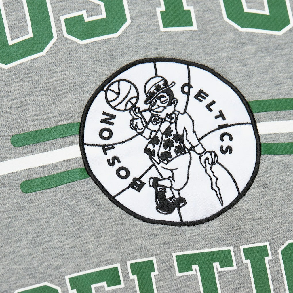Boston Celtics Hardwood Classics All Over 4.0 Pullover Sweatshirt Heather Gray | Mitchell & Ness Lifestyle