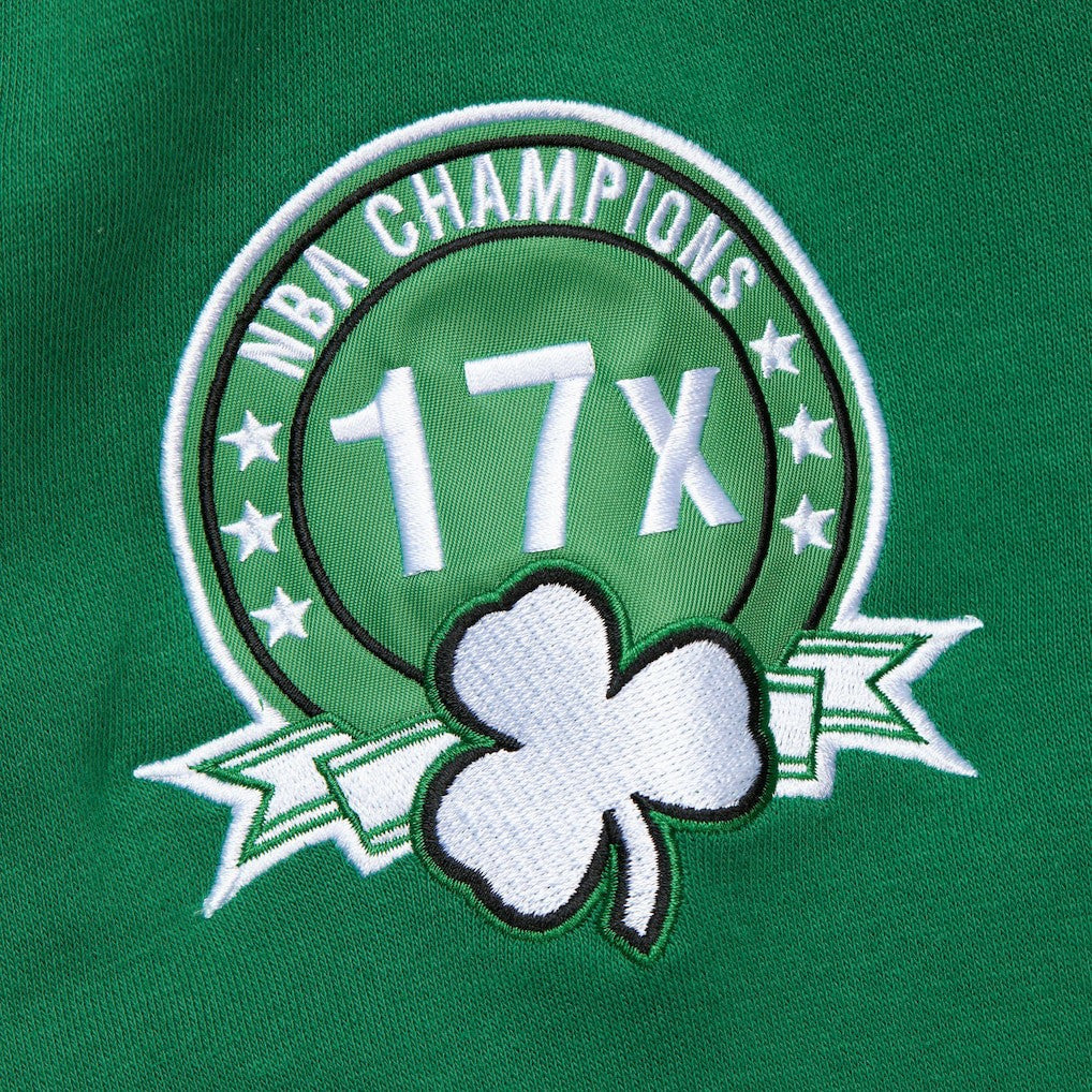 Boston Celtics Hardwood Classics All Over 4.0 Pullover Sweatshirt Heather Gray | Mitchell & Ness Lifestyle