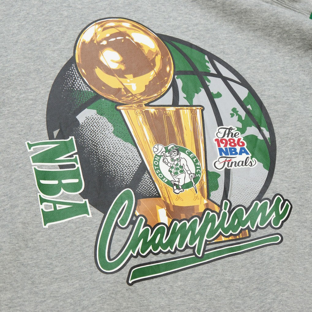 Boston Celtics Hardwood Classics All Over 4.0 Pullover Sweatshirt Heather Gray | Mitchell & Ness Lifestyle