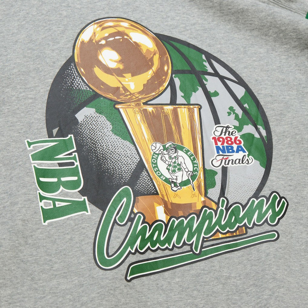 Boston Celtics Hardwood Classics All Over 4.0 Pullover Sweatshirt Heather Gray | Mitchell & Ness Lifestyle