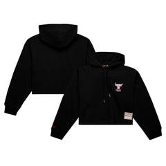 Chicago Bulls Women's Hardwood Classics Cropped Pullover Hoodie Black | Mitchell & Ness online