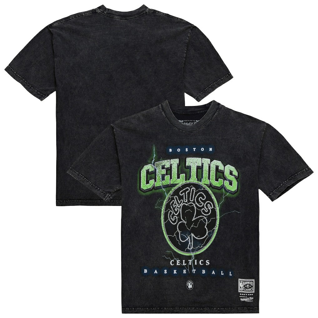 Boston Celtics Unisex Hardwood Classics Vintage Voltage Premium Heavyweight T-Shirt Black | Mitchell & Ness for sale