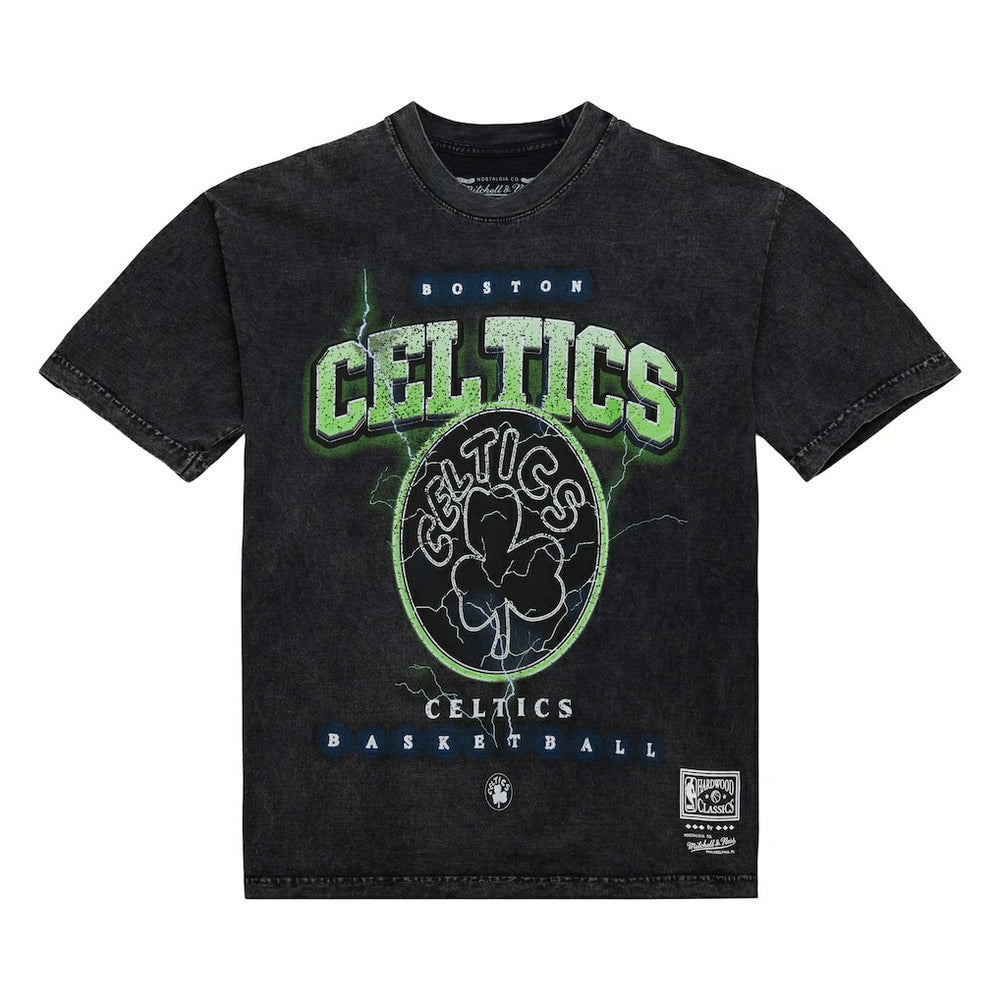 Boston Celtics Unisex Hardwood Classics Vintage Voltage Premium Heavyweight T-Shirt Black | Mitchell & Ness for sale