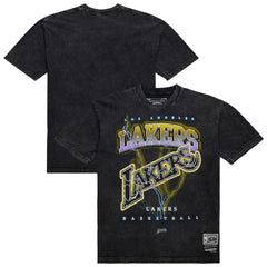 Los Angeles Lakers Unisex Hardwood Classics Vintage Voltage Premium Heavyweight T-Shirt Black | Mitchell & Ness for sale