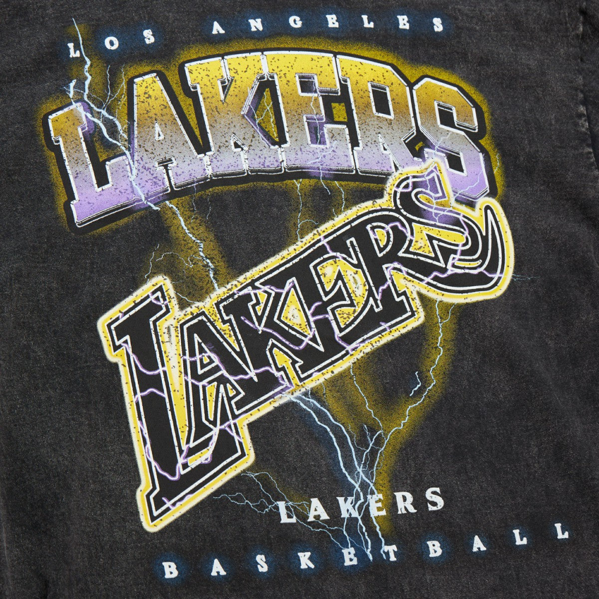 Los Angeles Lakers Unisex Hardwood Classics Vintage Voltage Premium Heavyweight T-Shirt Black | Mitchell & Ness for sale