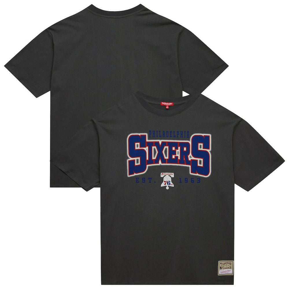 Philadelphia 76ers Women's Hardwood Classics Oversized Boyfriend T-Shirt Charcoal | Mitchell & Ness outlet