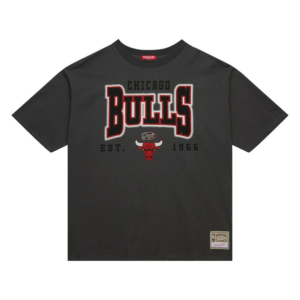 Chicago Bulls Women's Hardwood Classics Oversized Boyfriend T-Shirt for sale Charcoal | Mitchell & Ness