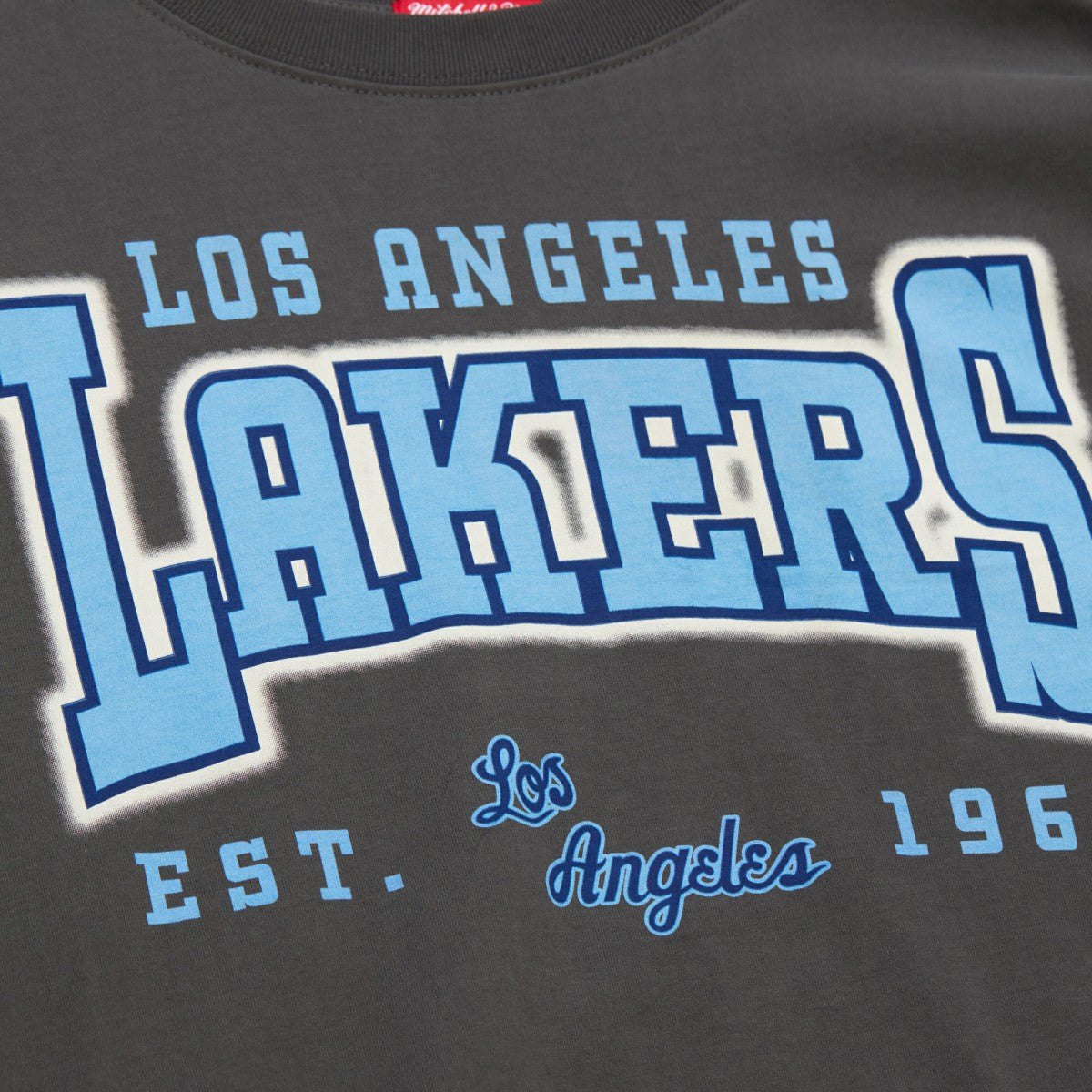 Los Angeles Lakers Women's Hardwood Classics Oversized Boyfriend T-Shirt Charcoal | Mitchell & Ness