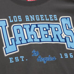 Los Angeles Lakers Women's Hardwood Classics Oversized Boyfriend T-Shirt Charcoal | Mitchell & Ness