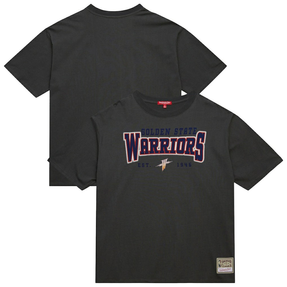 Golden State Warriors Women's Hardwood Classics Oversized Boyfriend T-Shirt for sale Charcoal | Mitchell & Ness for sale