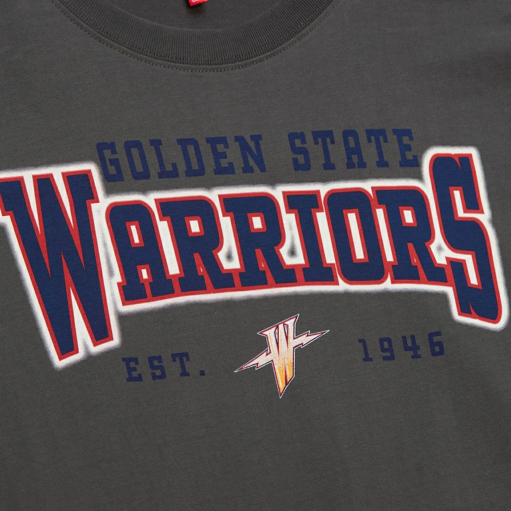 Golden State Warriors Women's Hardwood Classics Oversized Boyfriend T-Shirt for sale Charcoal | Mitchell & Ness for sale