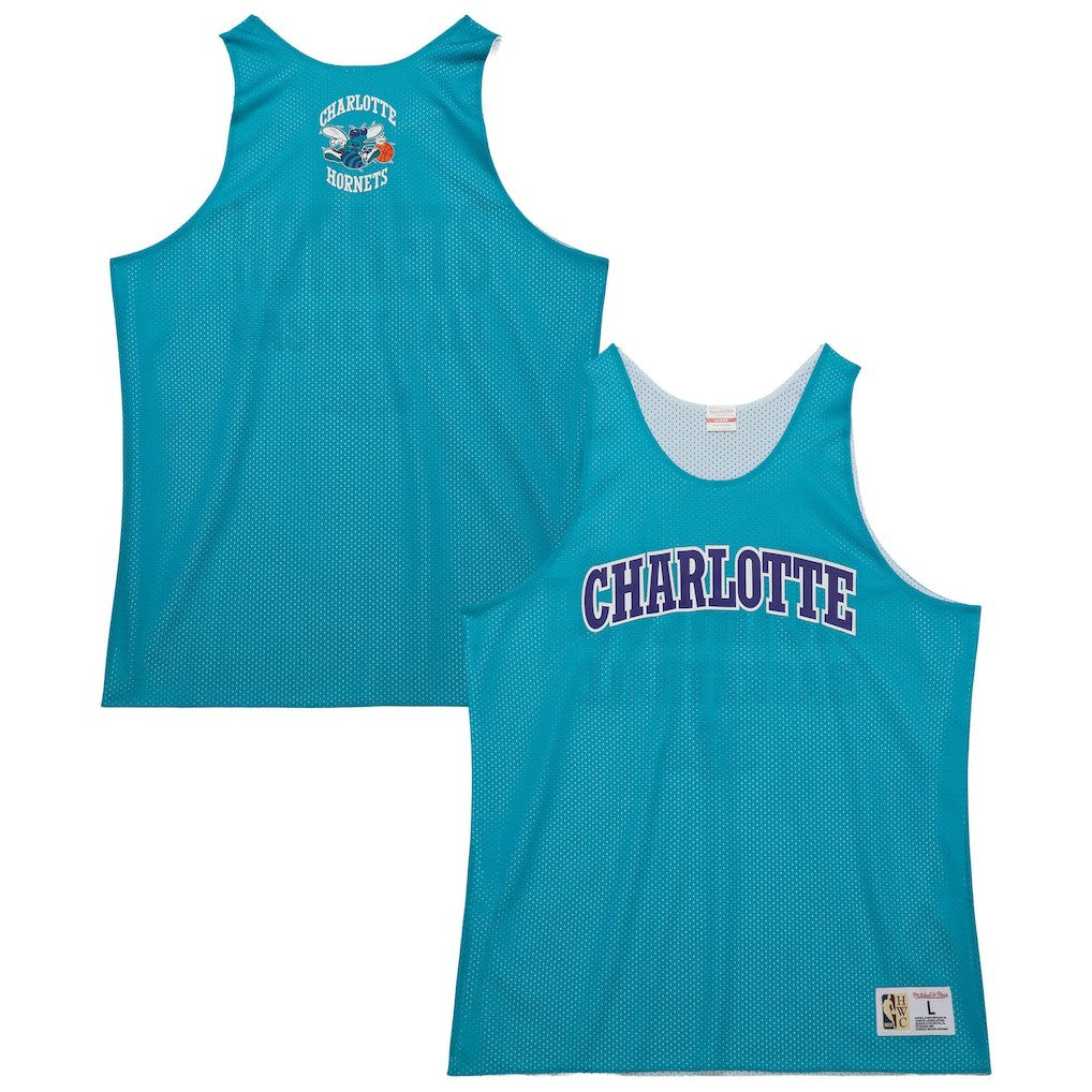 Charlotte Hornets Hardwood Classics Reversible Mesh Practice Jersey Teal/White | Mitchell & Ness