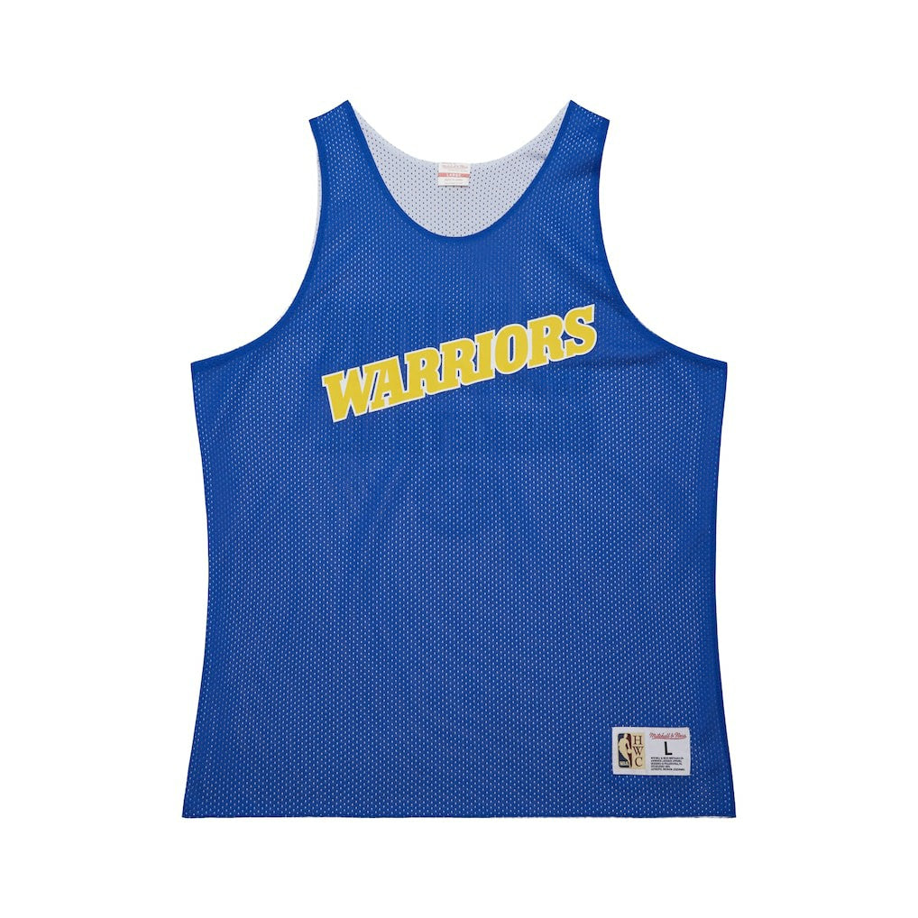 Golden State Warriors Hardwood Classics Reversible Mesh Practice Jersey for sale Royal/White | Mitchell & Ness